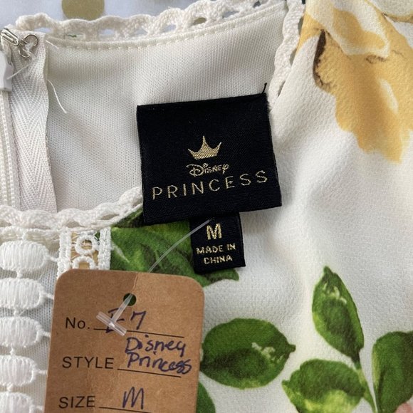 Disney Princess Belle Cutout Lace Floral Skater Dress Med Womens Beauty & Beast - Picture 9 of 12